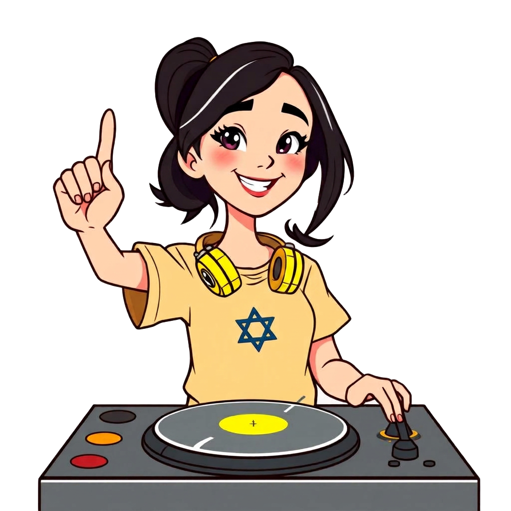 Shir-ly — a young Israeli DJ girl spinning a vinyl record
